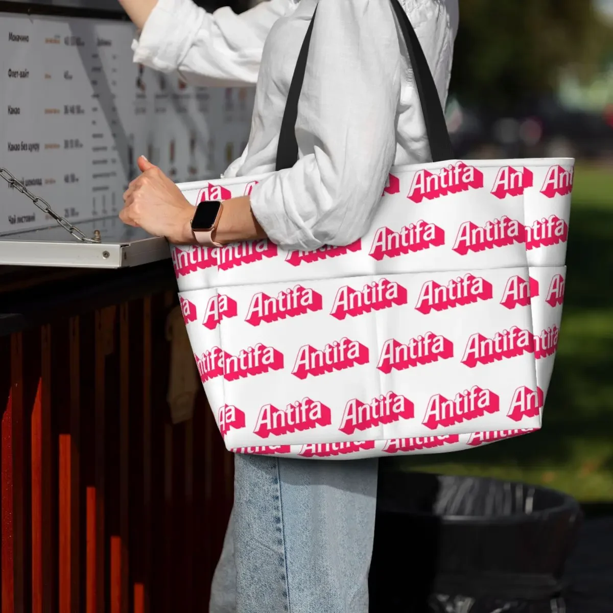 Antifa Beach Tote Bag Sport Gym Yoga Duffle Large Tote Bag Women Travel Bag Fitness bag