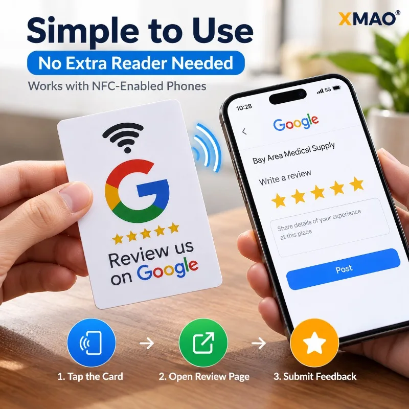NFC Google Review Card 1/3/5/10/20PCS NTAG213 215 216 PVC Contactless Tap Card for Restaurant Cafe Salon Retail Store Use view 3