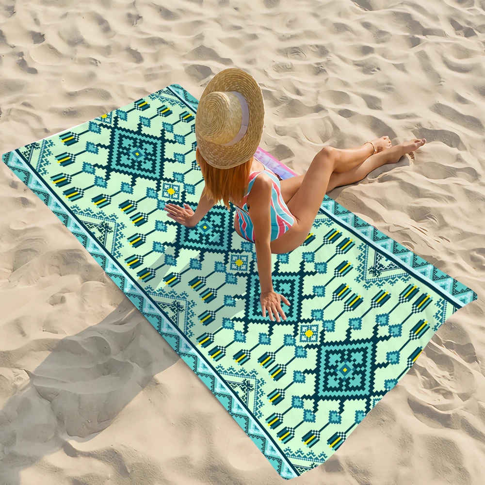 Mandala Print Beach Towel for Adults, Quick-Dry Sports Towel, Sandproof Yoga Gym & Pool Surfing Bath Sheet, Style 6
