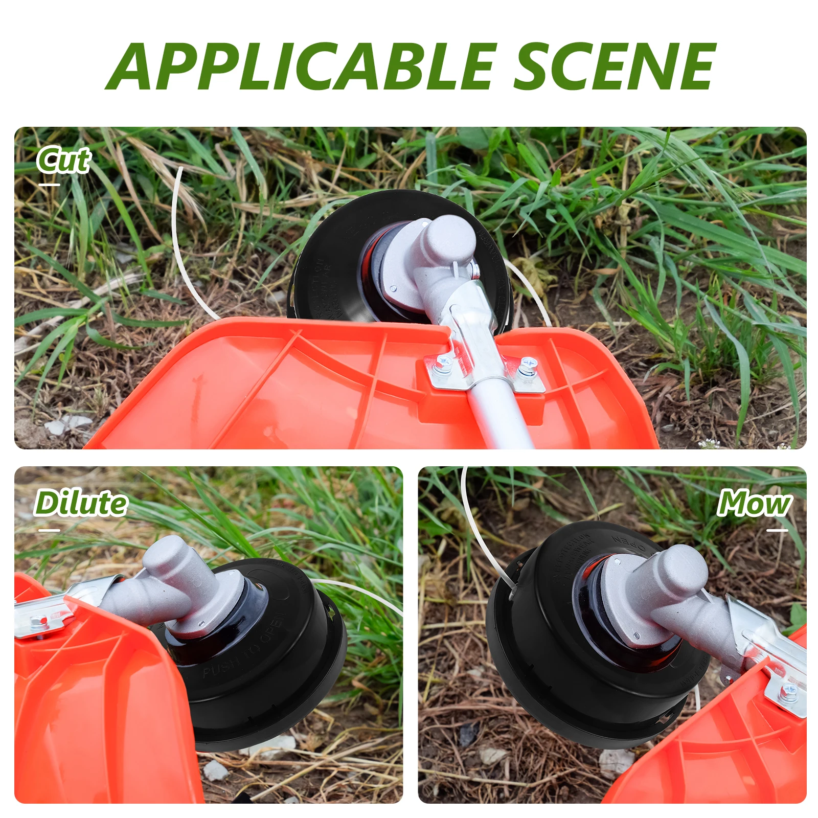 

3pcs Double Nylon Head for Brush Cutter Grass Trimmer 115mm Black M10x125 Left Hand Thread Touch Control 10000RPM