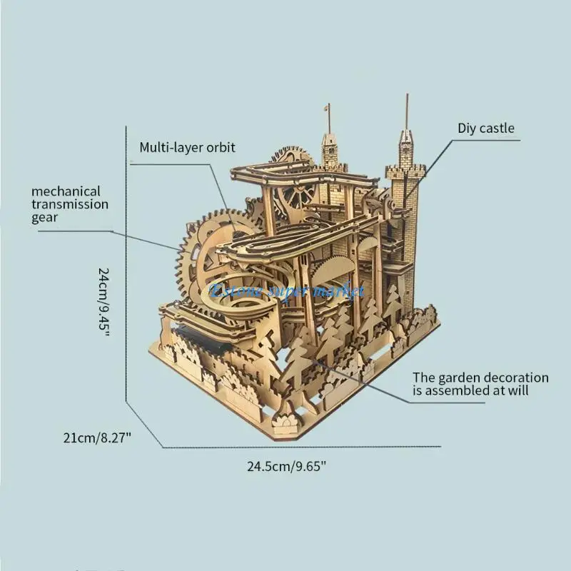 090B Castle Gỗ thủ công bằng đá cẩm thạch chạy cho người thu gom đồ chơi cho thanh thiếu niên và người lớn