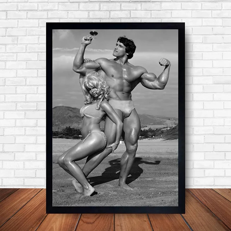 Schwarzenegger Bodybuilding Art Poster Canvas Wall Art Painting Fitness Inspirational Pictures for Gym Home Room Decoration