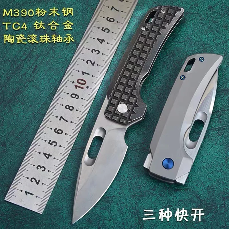 

LEMIFSHE Real K110/M390 Folding Knife Outdoor Micarta Titanium Alloy Handle Outdoor Camping Tool Knife