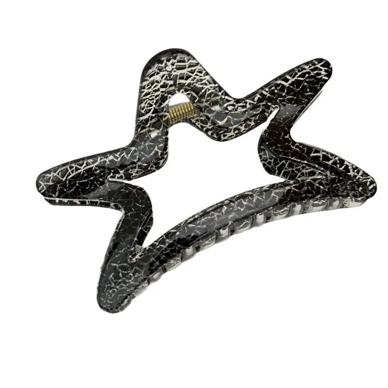 2024 Women\'s Crack Pattern Hollow Star Pentagram Hair Claws Y2K Girls Hair Accessories Sweet Shark Clip Trend Hair Clip Headwear