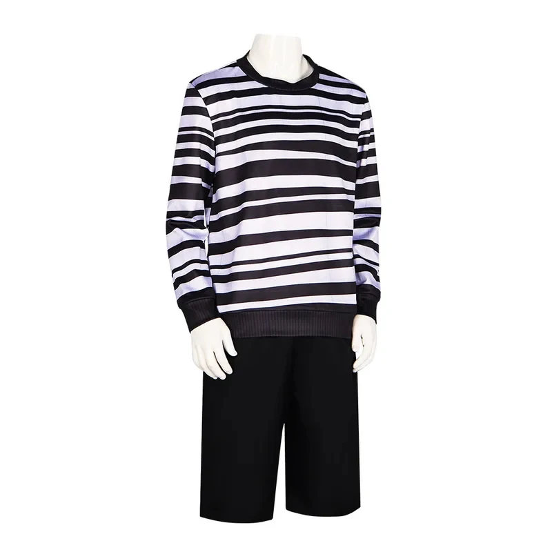 

♥Halloween Cosplay Costume Movie Pugsley s Black and White Striped Shirt Addams Family Dress Gothic OutfitNew 2026 Topspeed Cos