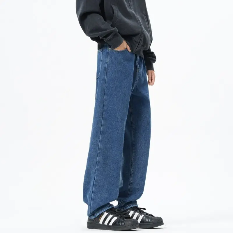 

Men's Vintage Colorful Washed Wide Leg Denim Pants Distressed Black Casual Loose Trousers Fashion Street Style Blue Summer Jeans