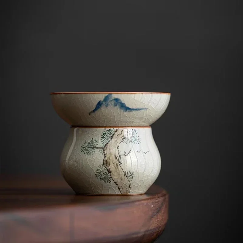 

Ручная роспись сосны, керамический заварочный чайник, китайское ситечко, чайная посуда, аксессуары для чая в стиле дзен, инструменты, фильтр-сито для чайника