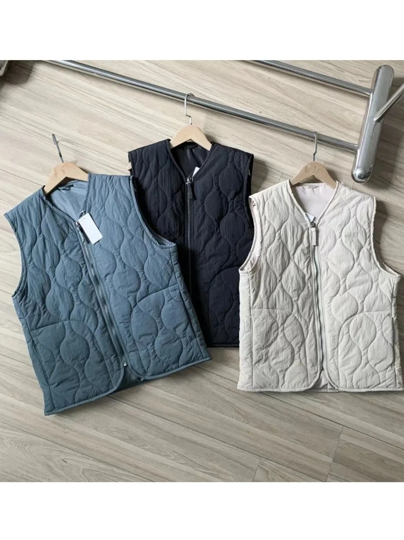 

Водонепроницаемый уличный жилет из хлопка с ромбовидной строчкой, повседневный мужской жилет с V-образным вырезом, модный городской стиль, зимний, свободный крой, молодежный