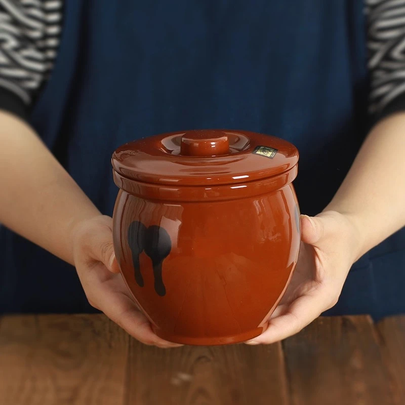 Traditional Japanese Tokoname Multi-Purpose Fermentation Pot Handmade Vintage Glaze Oil Pickling Crock for Kimchi Storage