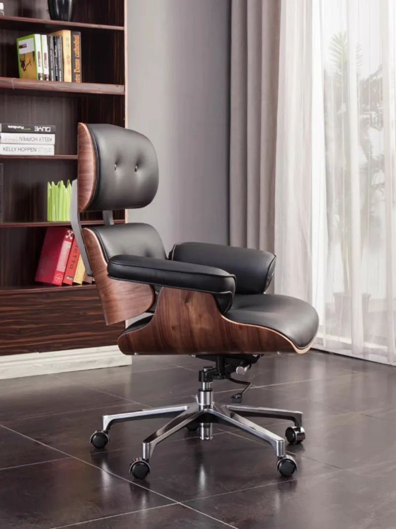 Modern Simple Style Computer Chair Light Luxury Leather Seat Cushion Office Chair Eames Backrest Lift Chair Office Boss Chair