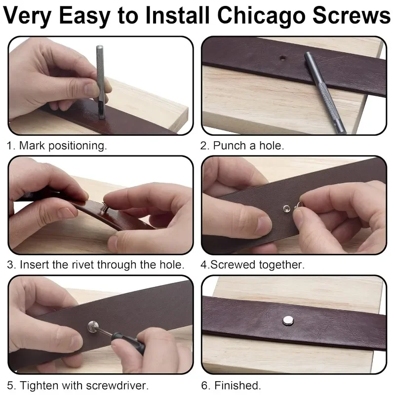 110Sets Metal Screw Nail Rivets Head Belt Strap Chicago Screws With Tools For Luggage Leather Craft Clothes/Bag Wallet Fasteners