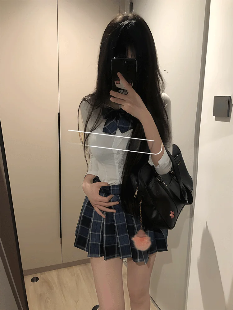 

Летний комплект школьной формы JK для девочек: юбка с молочным вишнёвым принтом, из полиэстера, в студенческом стиле