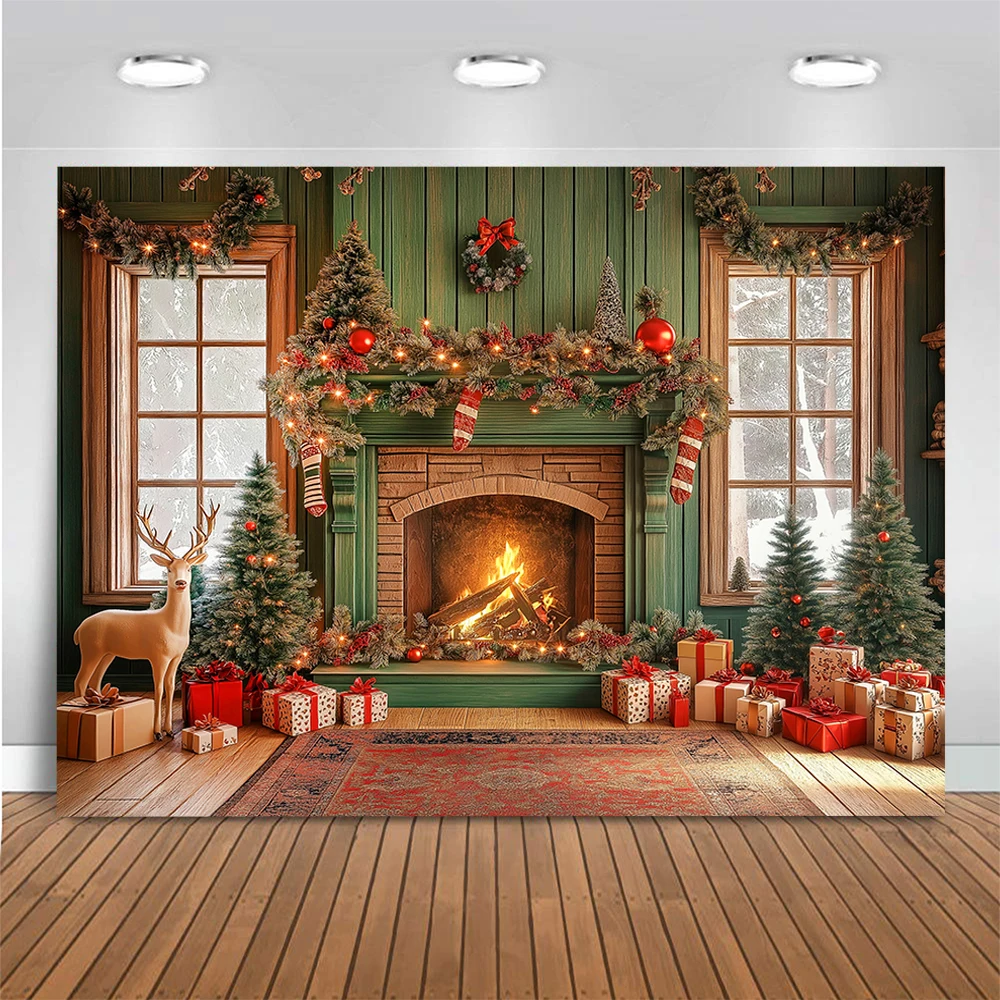 عيد الميلاد الغزلان الموقد خلفيات للتصوير الفوتوغرافي الكبار الاطفال صورة التصوير خلفية سانتا غرفة العمل صور استوديو الدعائم #2