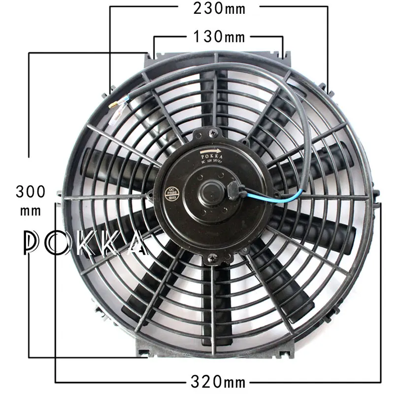 Universal12 Inch 12V/24V 80W 2100RPM Car Slim Push Pull Air Conditioning Electronic Cooling Fan Straight Black Blade Kit