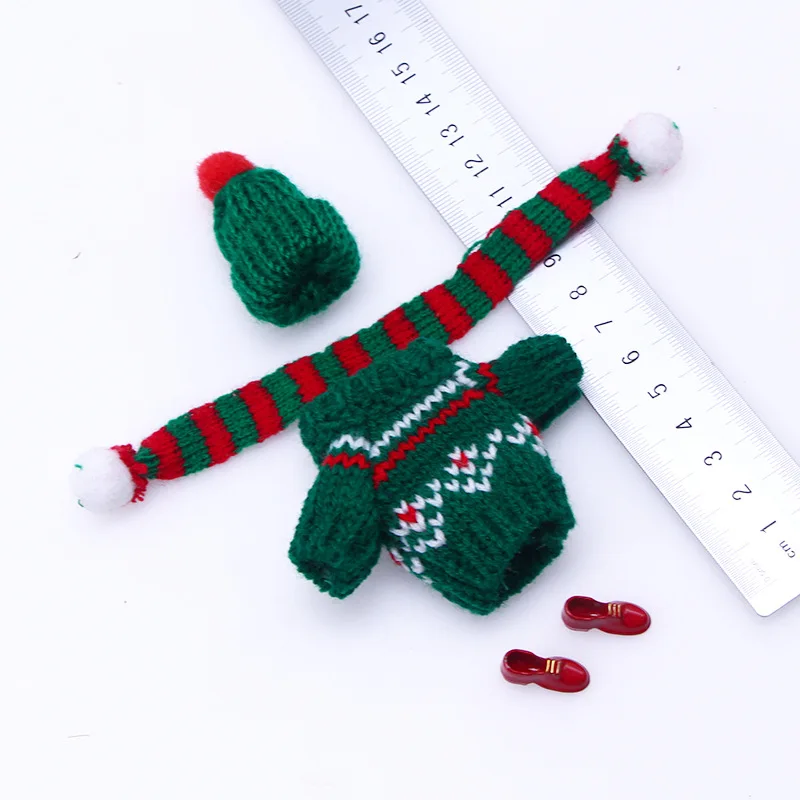 1 set/pack mini doll plush doll knitted clothes sweater scarf shoes small cloth Valentine\'s Day Christmas clothing decoration