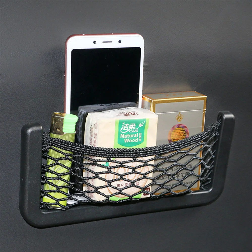 Car Organizer Storage Bag Auto Paste Net Pocket Phone Holder Car Accessories 20*8CM 8*15CM Universal