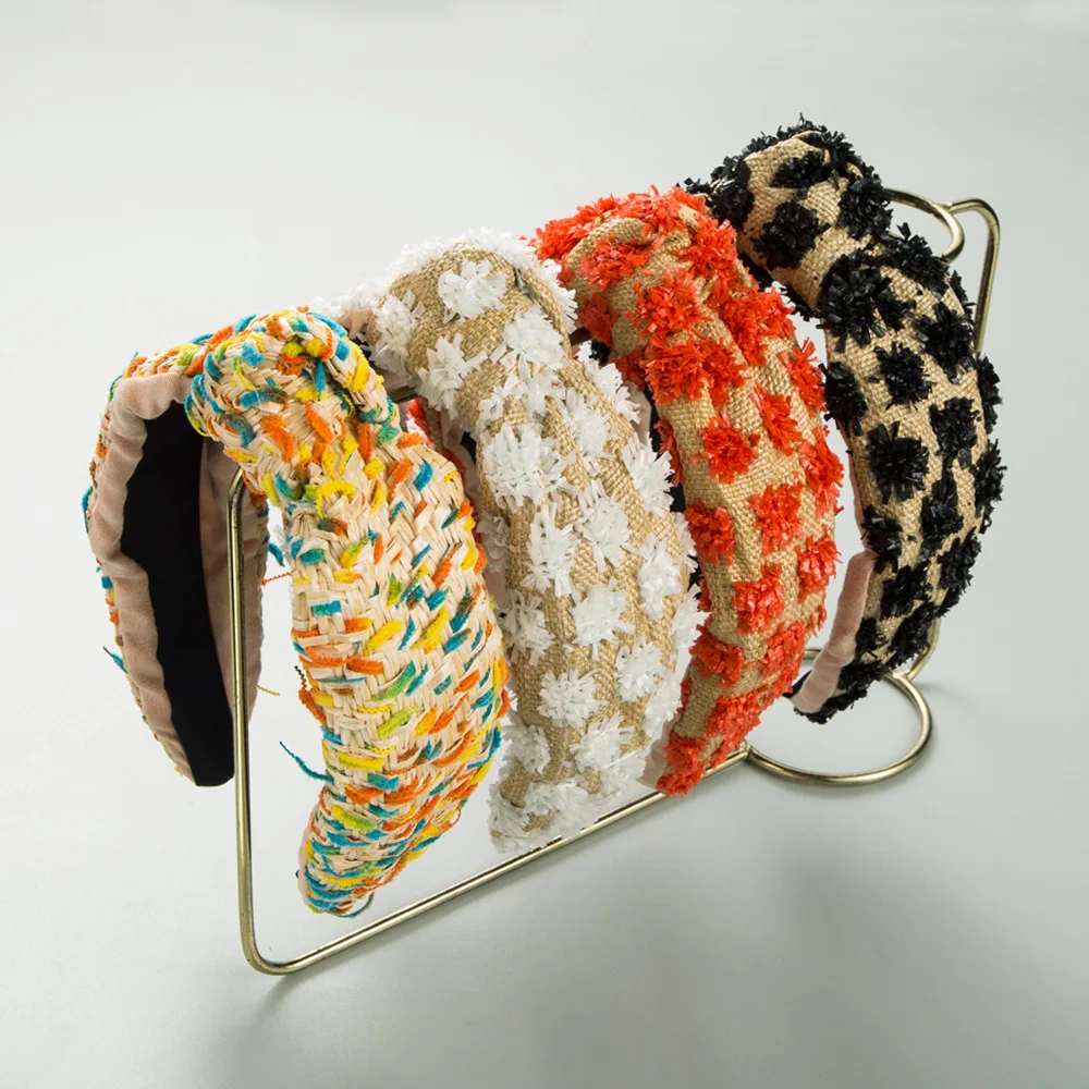 

Корейская милая тканая повязка на голову с цветами, простая завязанная повязка с широким краем, популярная у интернет-знаменитостей, аксессуар для волос для женщин