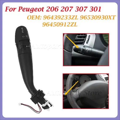 Indicador de dirección de coche para Peugeot, interruptor de señal de giro de tallo, para Peugeot 206, 207, 301, 307, 96439233ZL, 96530930XT, 96450912ZL