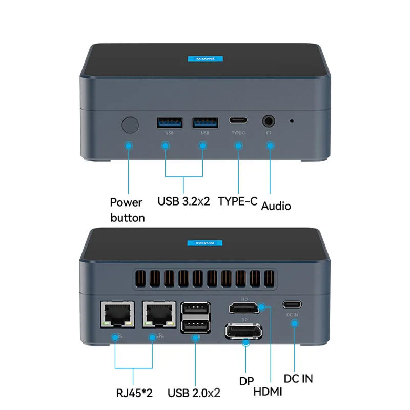 XCY Dual LAN Gaming Mini PC z Inter N200 16G 512G DDR5 M.2 NVME wsparcie Windows10/11 LINUX WIFI6 BT5.2 komputer biurowy