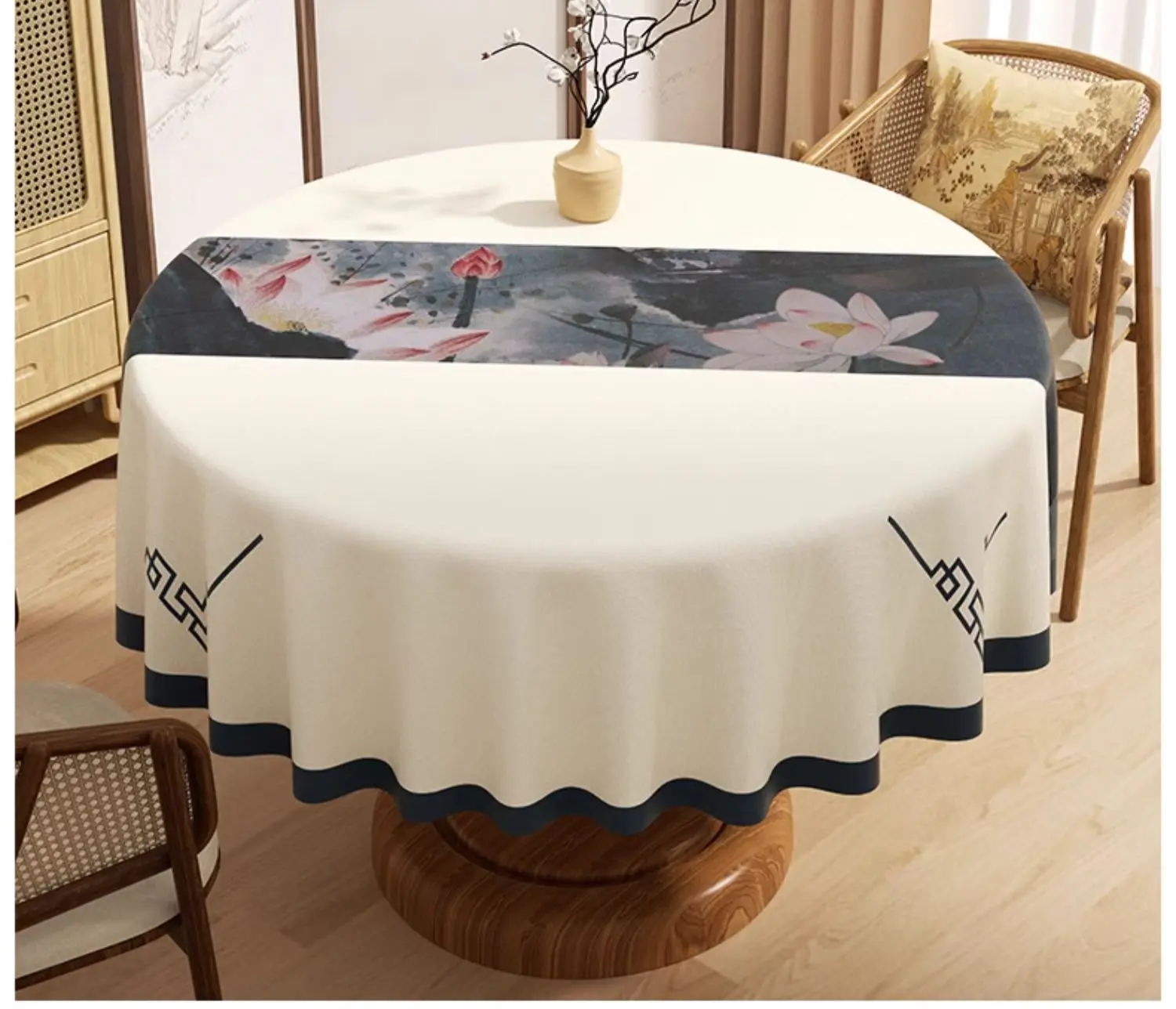 

Новая скатерть для круглого стола в китайском стиле, легкая роскошь и высококачественное ощущение, водонепроницаемая и маслостойкая скатерть для чая, классическая.