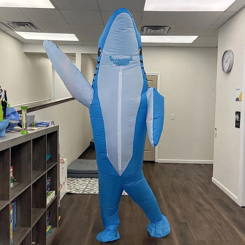 

Strong Shark Inflatable Costume Adult Funny Sunglasses Shark Inflatable Costume Halloween Ocean Themed Party Inflatable Costume