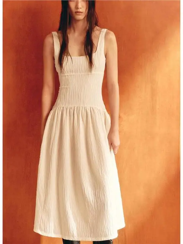 

French Sle Midi Dr Svel Square Collar Gown Polyester Fabric Large Size Women's Dr Work Warehouse ip