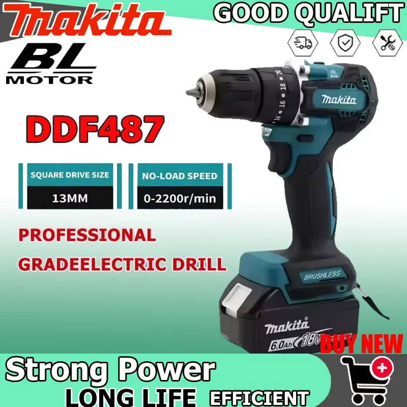 

Аккумуляторный ударный шуруповерт Makita DDF487 с бесщеточным двигателем, перезаряжаемый, для батарей 18В