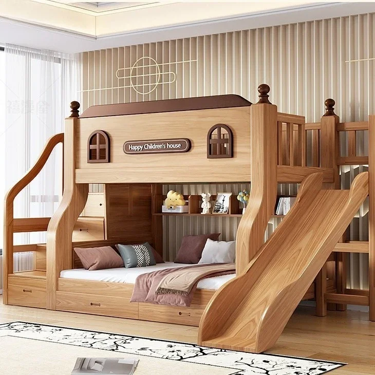 Solid wood upper and lower beds Thickened double-layer children's beds High and low beds Two-layer mother-child