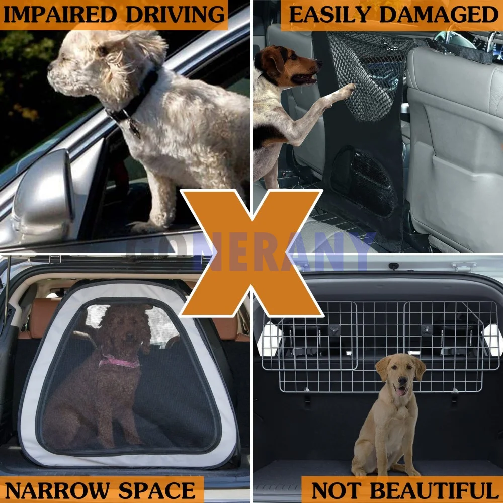 For Tesla Model Y Dog Barrier Adjustable Large Pet Protective Barrier Anti-bite Heavy-Duty Metal Stainless Steel for Dog Travel