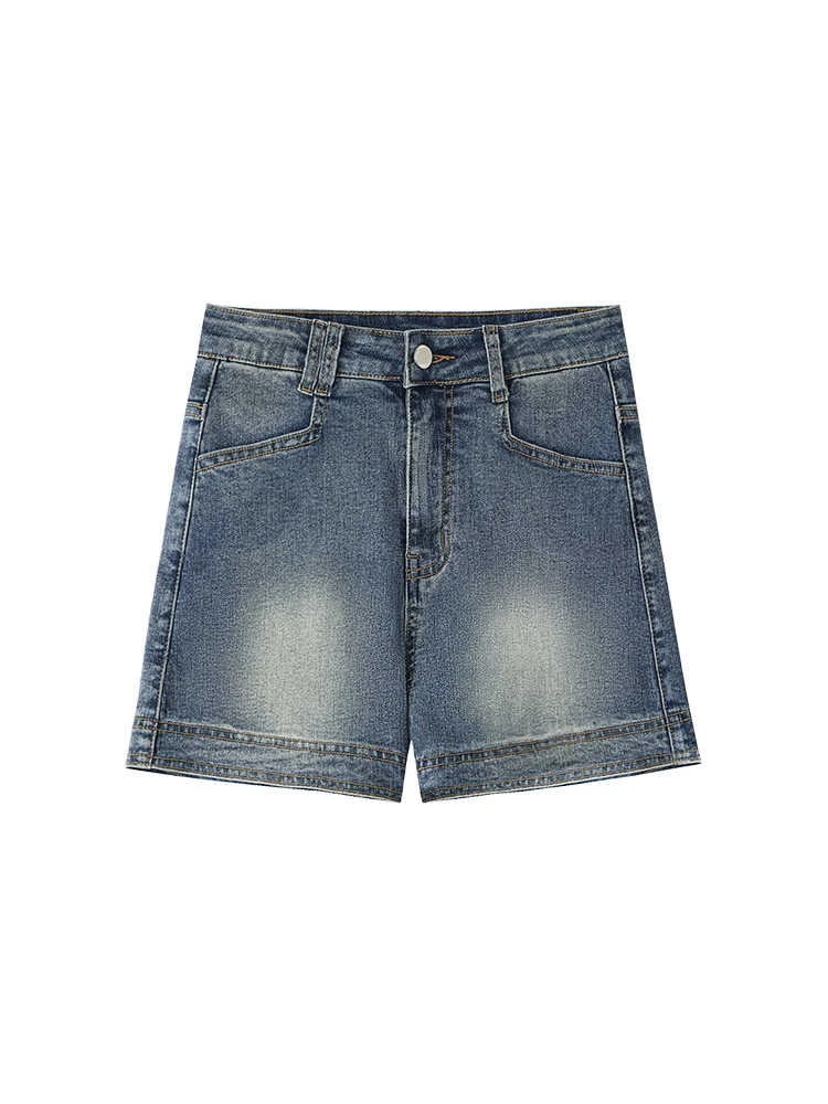 

Women Retro Denim Shorts Summer Basic High Waist Straight Leg Blue Shorts Casual Fashion Female Simple Short Jeans
