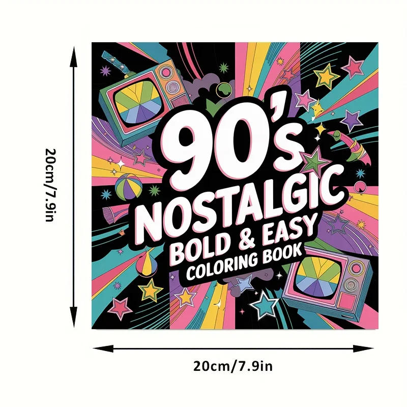 90s Nostalgic 28 Pages Coloring Book for Adult | Colouring Book for Stress Relief, Birthday Day Gift, Back to School Supplies