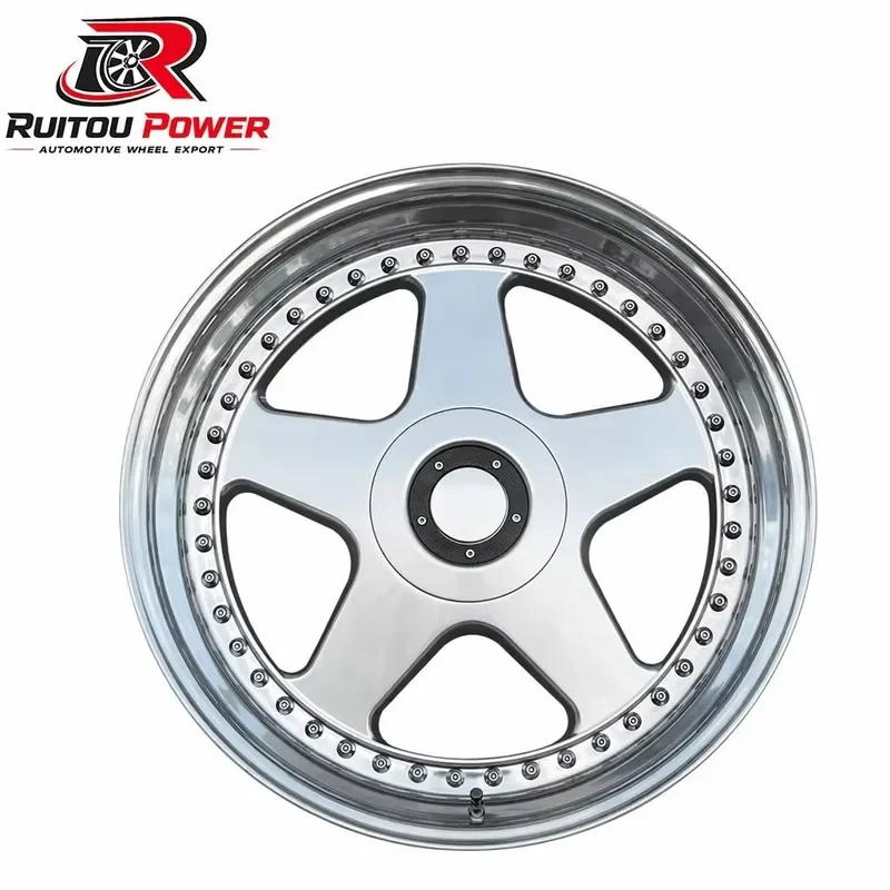 Custom Two Piece Deep Lip 5 Spoke JDM Forged Wheels OEM Widths ET PCD 5x120.65 5x115 5x114.3 5x127 5x4.6 15-22inch Alloy Rims