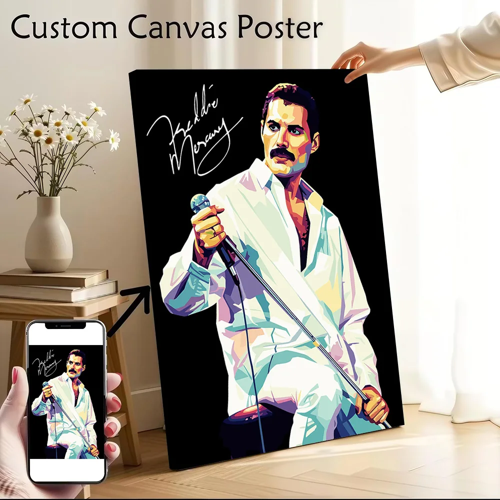 Freddie Mercury Pop Art Portrait Printed Canvas Poster Personalized High Quality Wall Art Paintings for Home Decor Ornaments