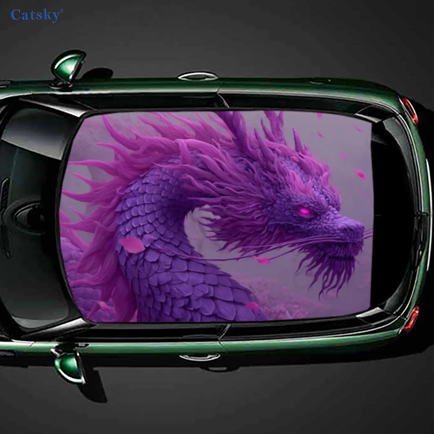 

Mythical Purple Dragon Majesty Car Roof Sticker, PVC Self-Adhesive Waterproof Car Vinyl Decal, Car Decoration Protection Sticker