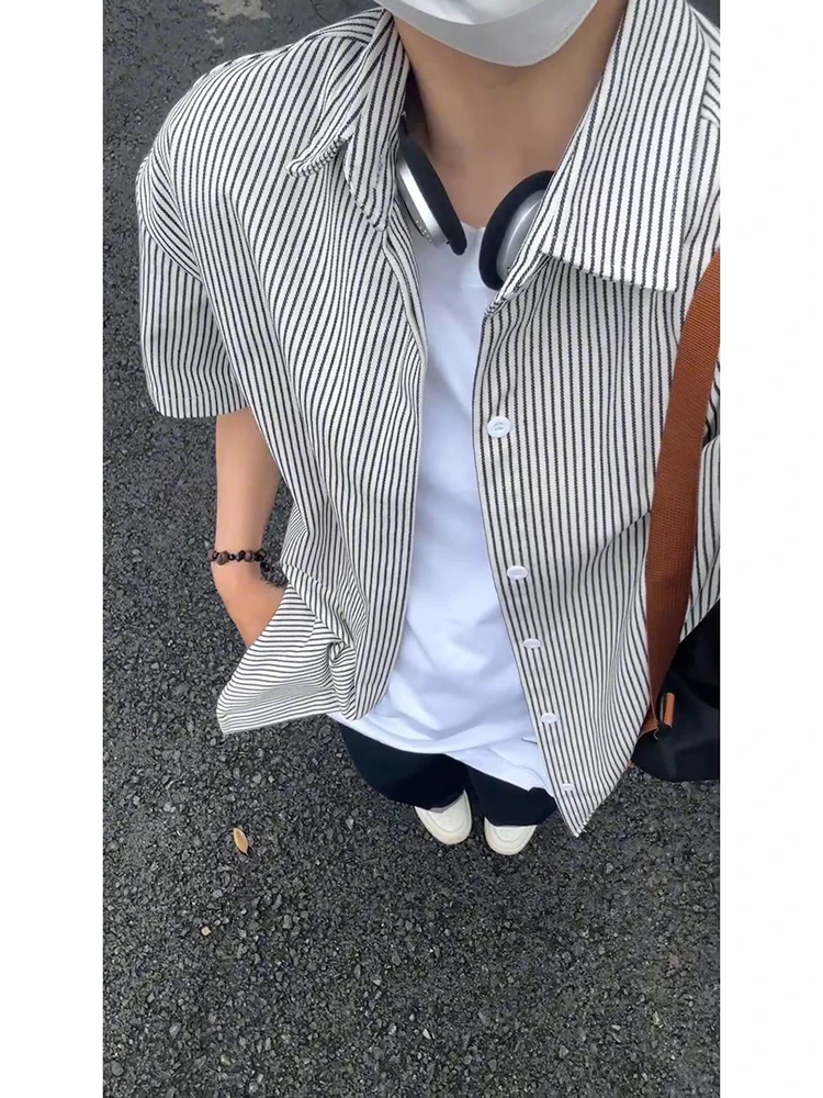 

Мужская повседневная футболка в стиле ретро с японским полосатым принтом, летняя, свободного кроя, в американском стиле, для молодежи, трендовая