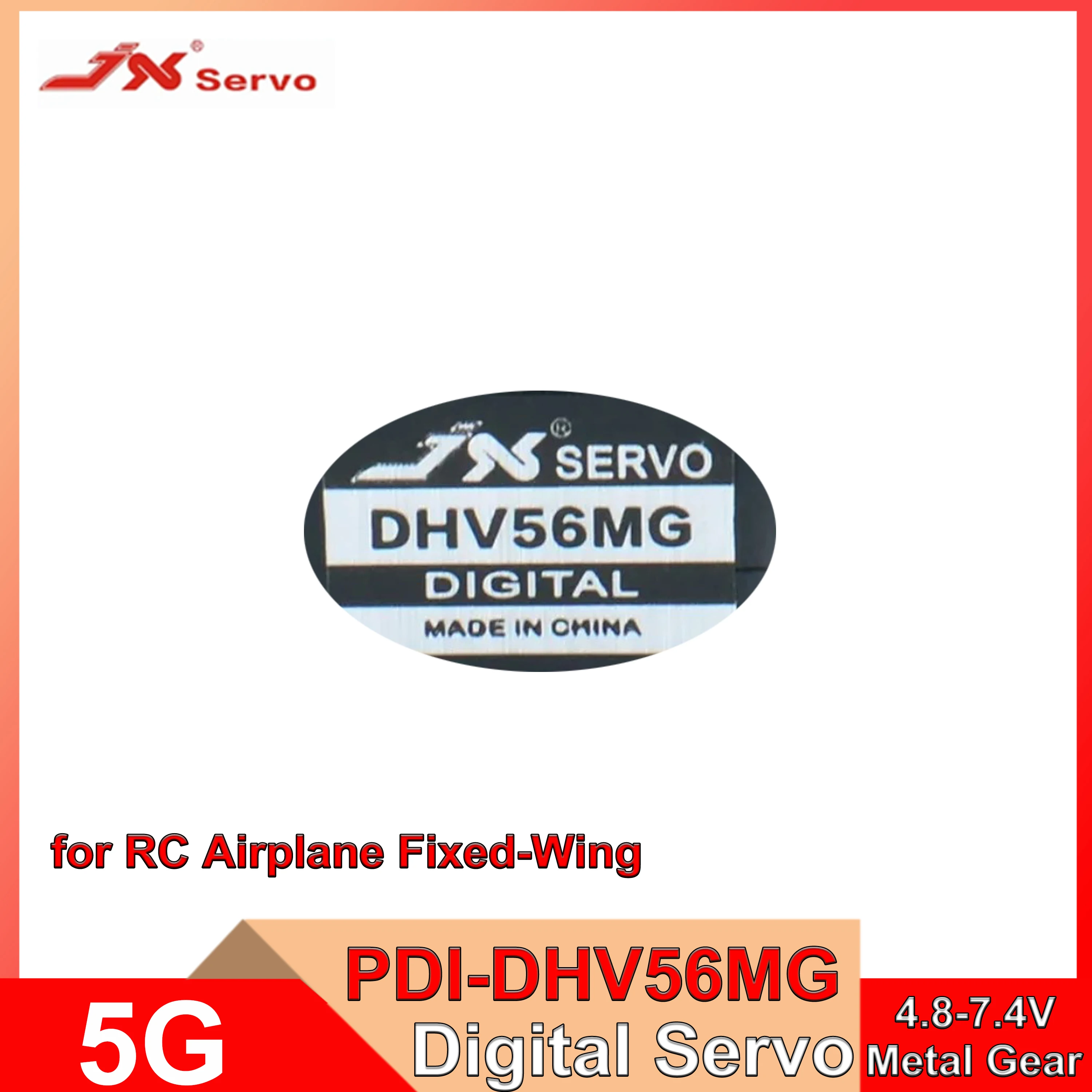 JX PDI-DHV56MG 5g Micro Digital Servo Metal Gear Coreless Motor Steering Torque 1.2kg 4.8-7.4V for RC Airplane Fixed-Wing Model