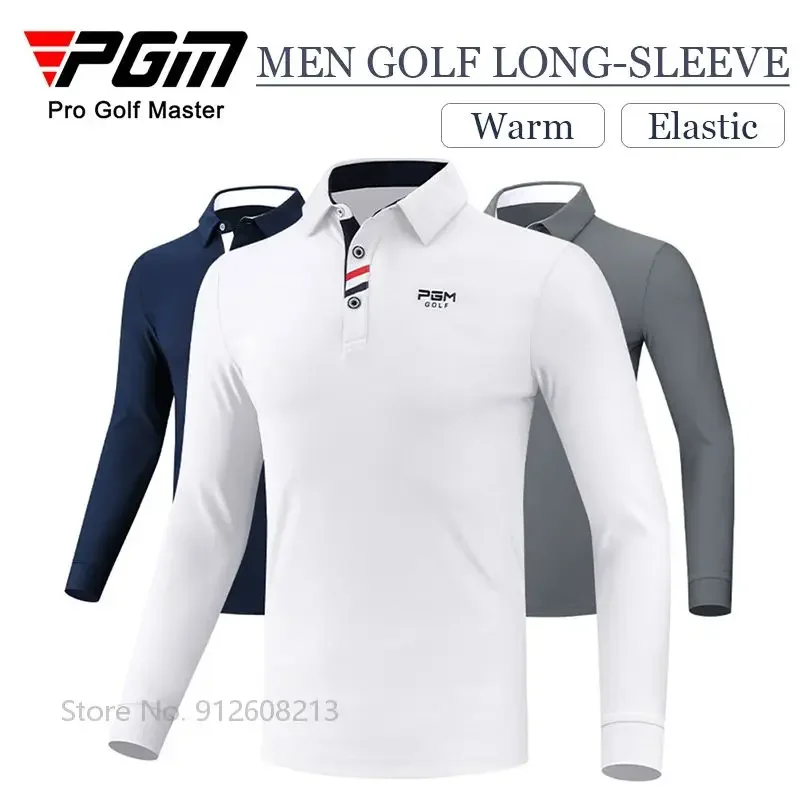 PGM Spring Autumn Male Golf Shirts Man Long Sleeve T Shirt Men Warm Stretch Sports Golf Tops Soft Casual Jerseys M-XXL