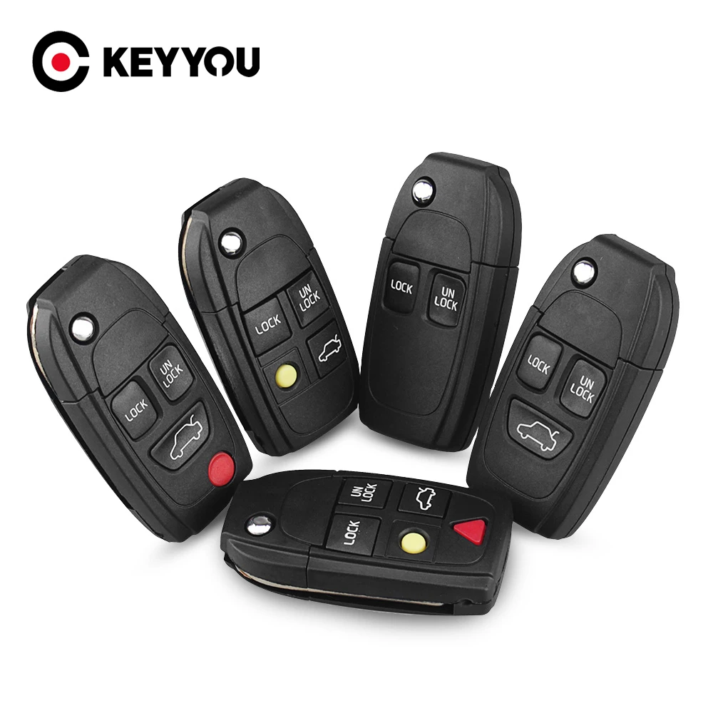 

KEYYOU Modified Switchblade Flip Folding Smart Remote Car Key Shell Fob Case For Volvo S40 S60 S70 S80 V40 V70 XC90 XC70