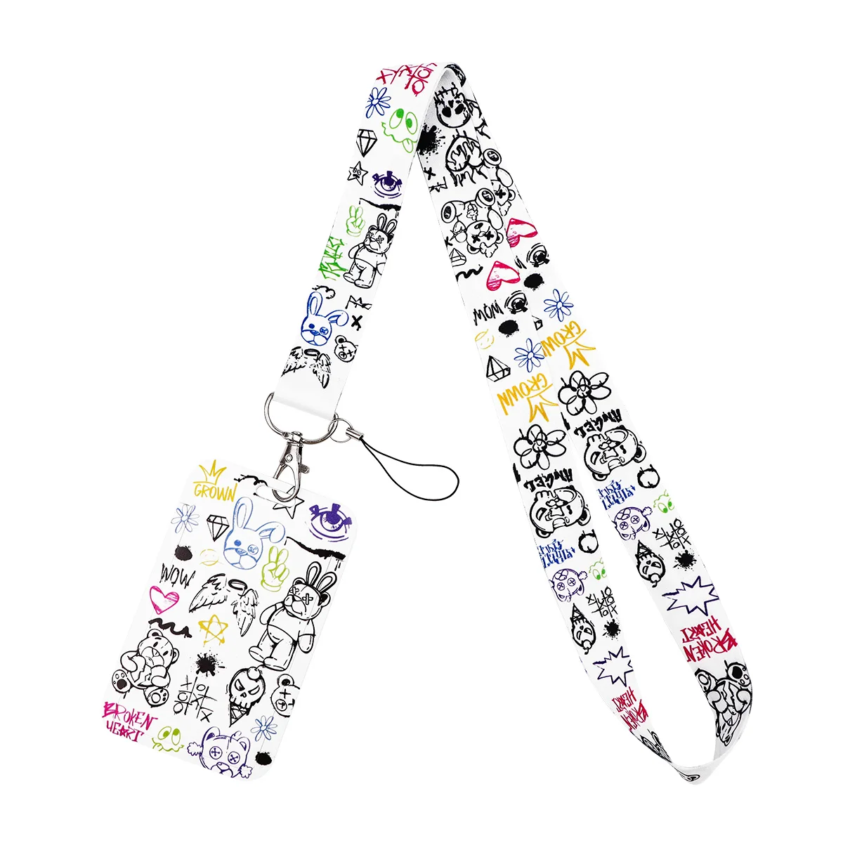 Cartoon Teddy Bear Lanyard For Keys Chain ID Credit Card Cover Pass Mobile Phone Charm Neck Straps Badge Holder Key Ring