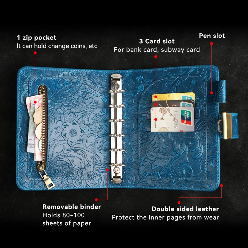 Luxo retro couro genuíno caderno a6 capa caso com suporte de caneta com bloqueio diário escritório viagem artesanal sketchbook