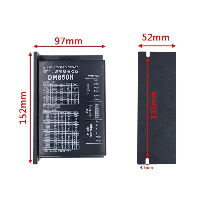 DM860H NEMA34 pièces d'imprimante 3D contrôleur de moteur pas à pas DM860H MicroStep DC 7.2A 24 ~ 80 V, 5786 lecteur NEMA23 imprimante 3D