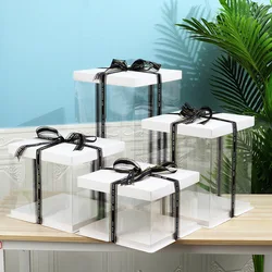 Grande Transparente Cake Gift Box, PVC Limpar Caixa de Embalagem, Adequado para Aniversário, Bolo De Casamento, Sobremesa, Brinquedo Presente, Rosa, Teddy Bear