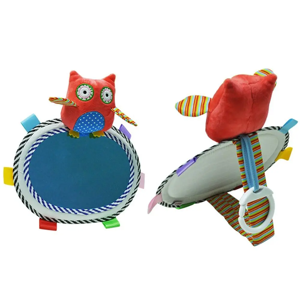 Cartoon Animal Plush Toys Baby Car Rear View Mirror Adjustable Sound Infant Rear Facing Mirrors Table Support with Hooks