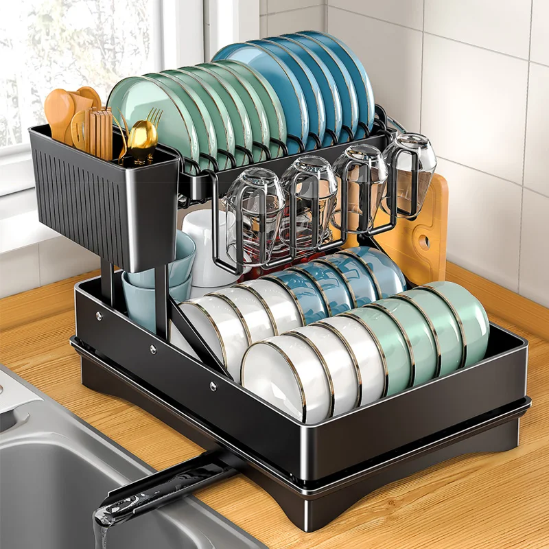 

Kitchen Utensils Drying Rack Kitchen Dish Storage Rack Set Bowls Knife Fork Pot Lid Holder Dinnerware Drainboard Organizer