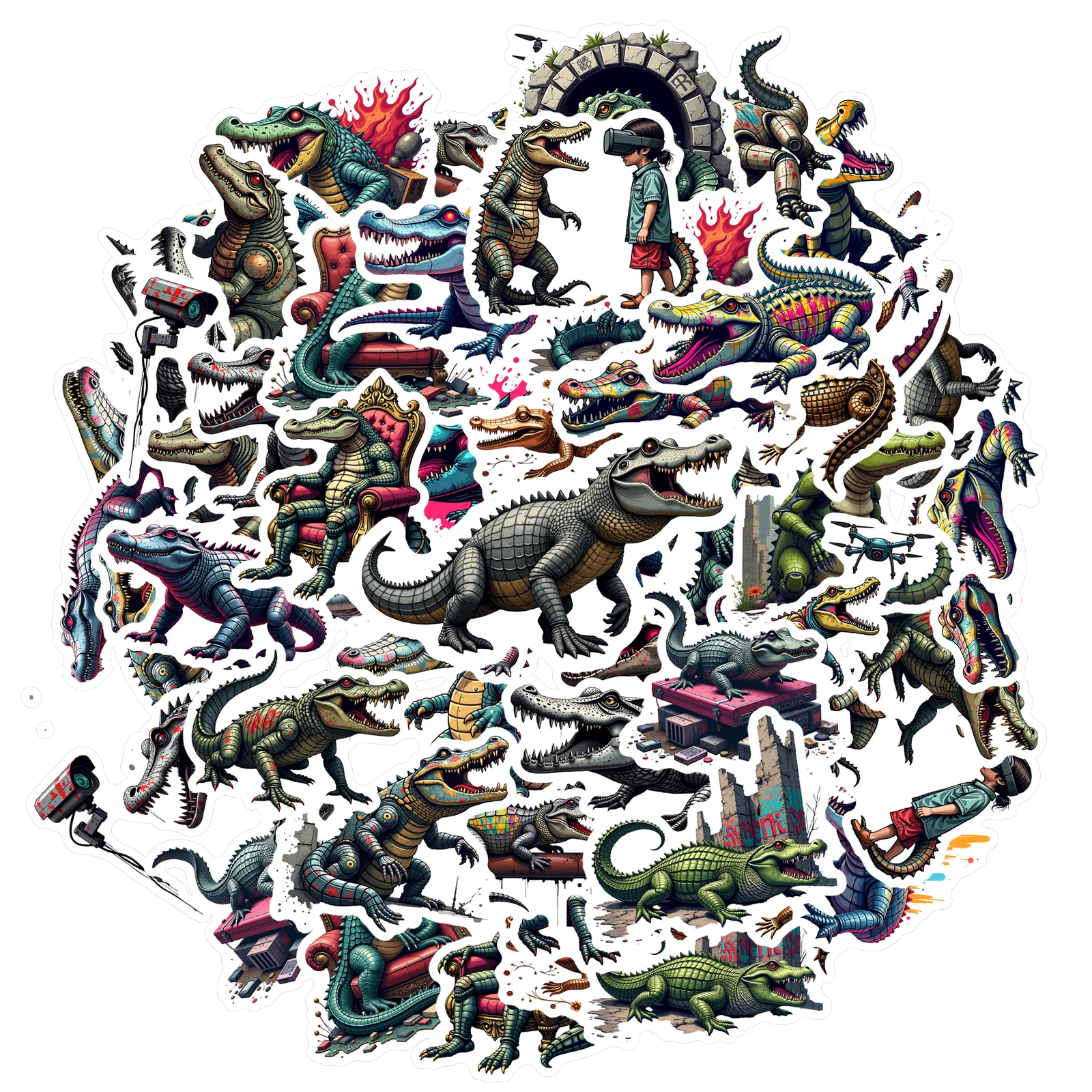 35pcs-70pcs Vivid Stickers Cartoon Funny Stickers Animal Stickers For Fridge Suitcase