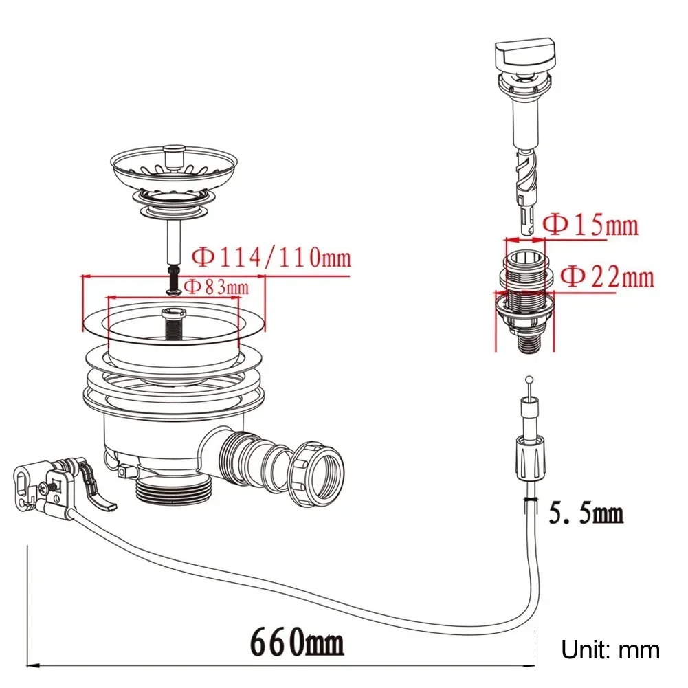 cable-control-sink-strainer-cleaner-cable-controller-sewer-filter-easy-installation-effective-filtration-system
