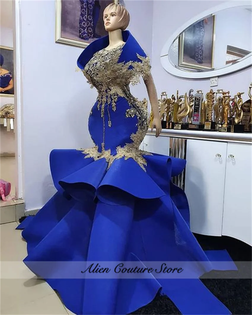 

Luxury African Evening Dresses Sheer Neck Beads Crystals Lace Appliques Aso Ebi Weddng Party Prom Dress Customized