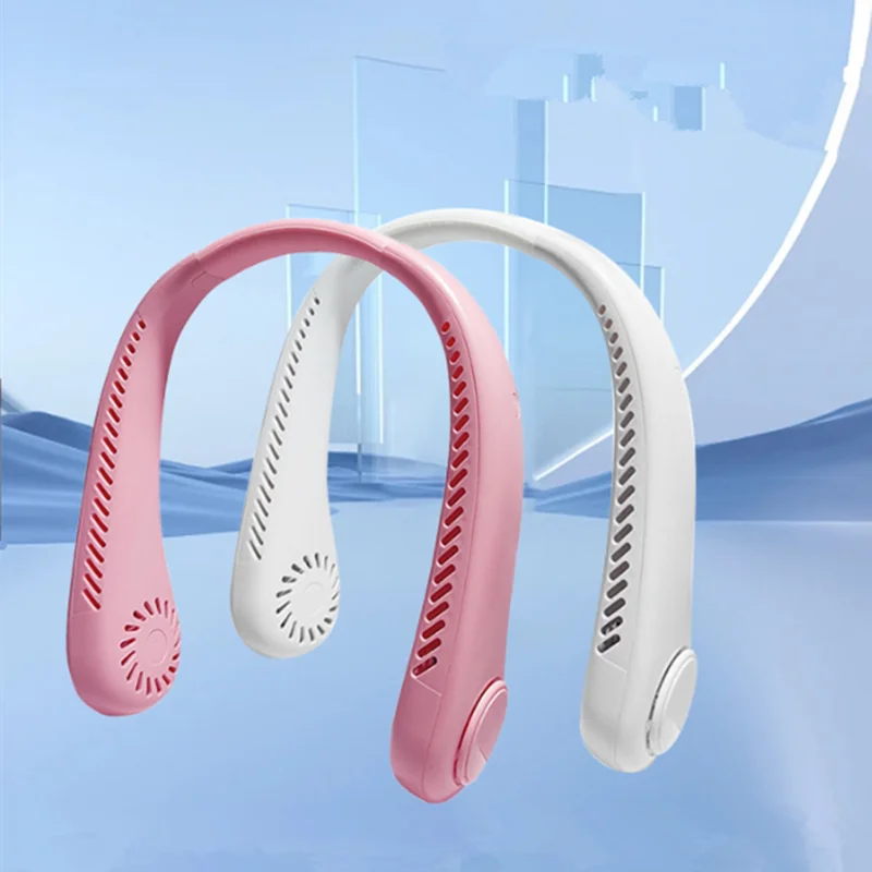 Mini enfriador de aire portátil, ventilador de cuello colgante, ventilador Personal portátil, regalo recargable giratorio para mujeres, hombres, gris