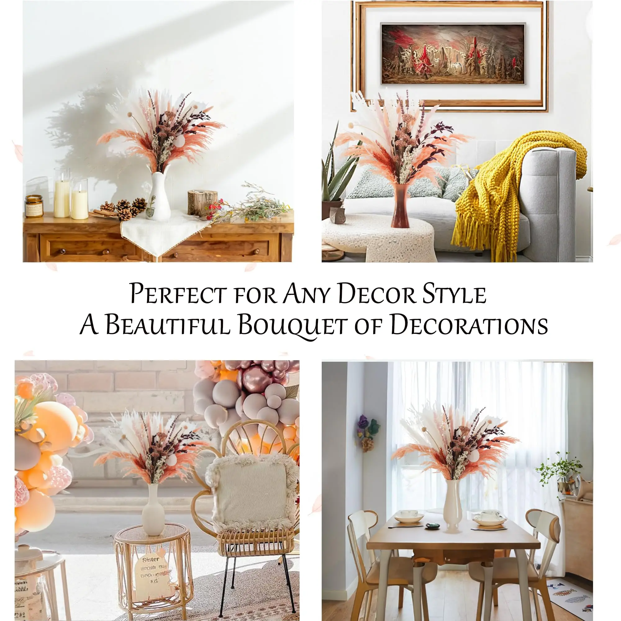 Fall Decor Pampas Grass Bouquet สําหรับ Boho Decor, Pampas Grass Decor ดอกไม้ช่อดอกไม้การจัดดอกไม้, ห้อง, ตกแต่งงานแต่งงาน