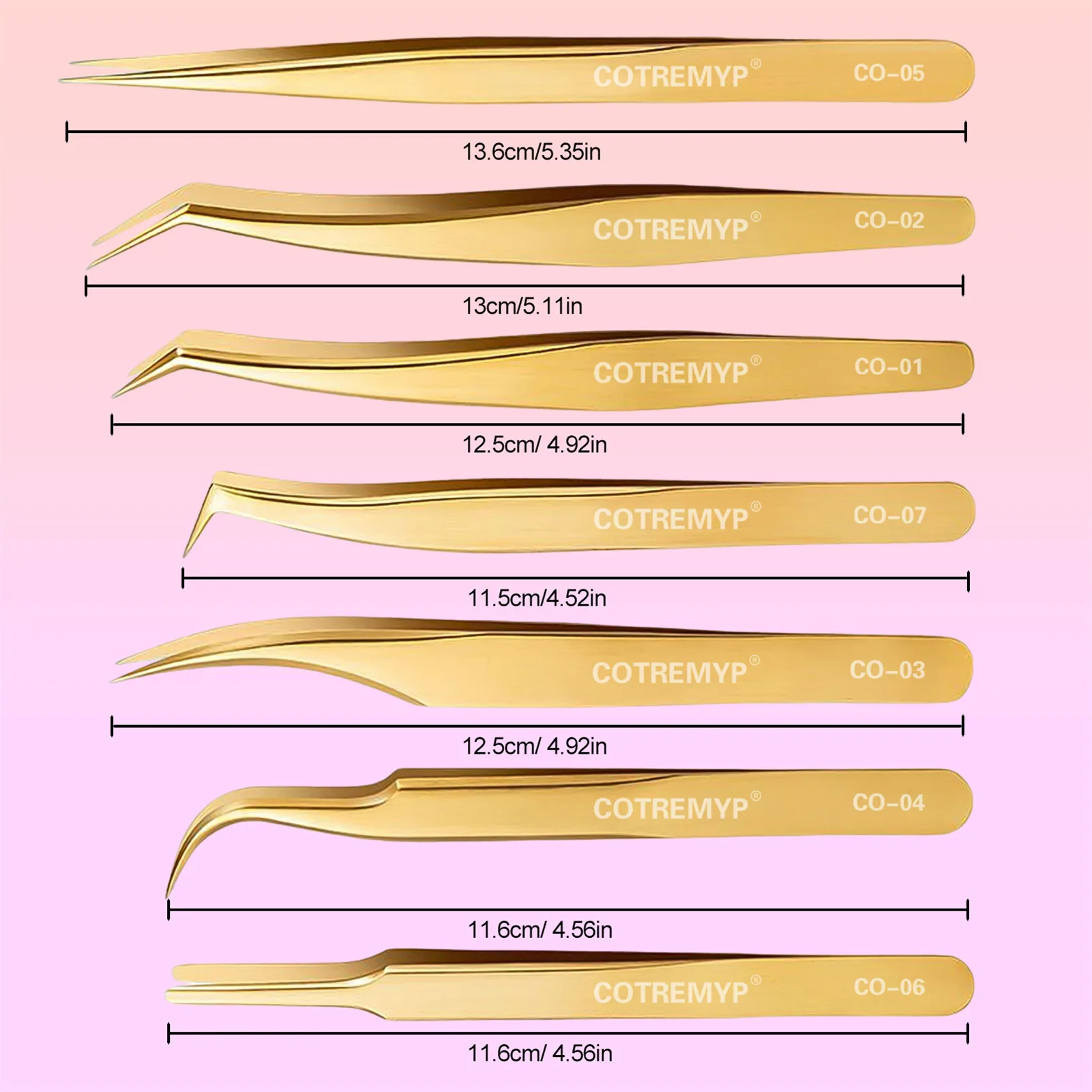 Pinzas para pestañas profesionales, agarre de extensión de pestañas postizas, herramientas de pinzas de acero inoxidable de alta precisión para cejas y cabello